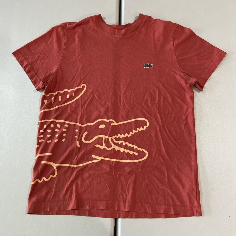 Lacoste Graphic Crocodile Shirt Mens Medium FR 4 or US M Red